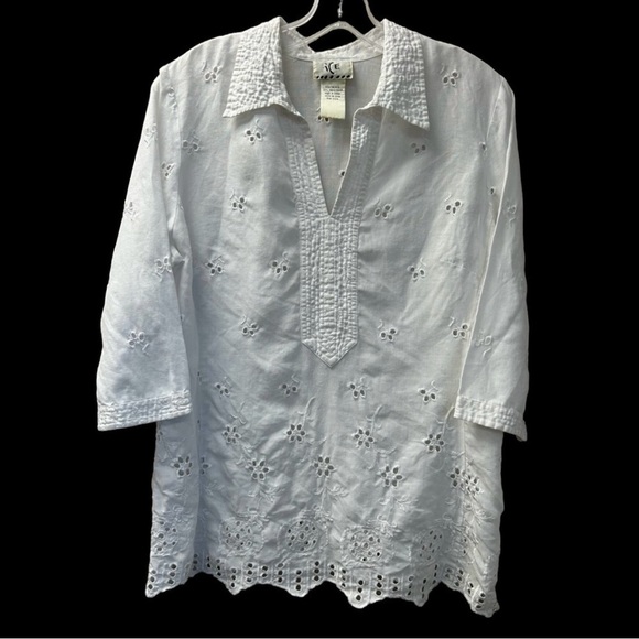 iCe Vintage/Woman’s/ Eyelet Lace Tunic Top/ STUNNING /Size L - Picture 1 of 11